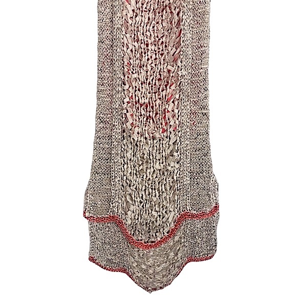 RACHEL ROY Taupe Open Knit Crochet Midi Tank Dress w/ Coral & Metallic Copper - Picture 4 of 8